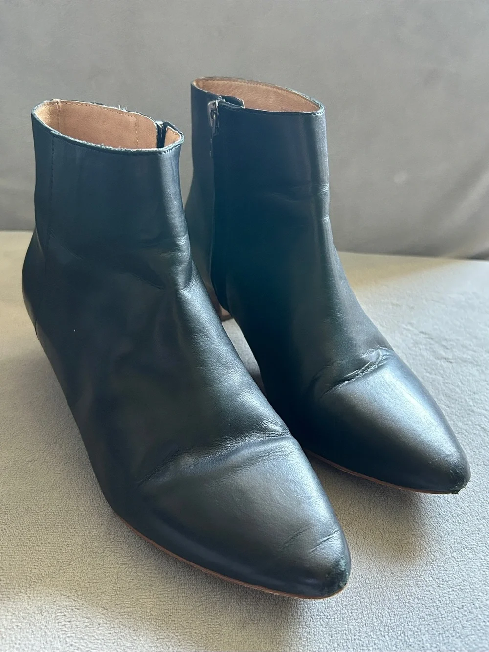 Madewell Black Leather Pointed Ankle Booties